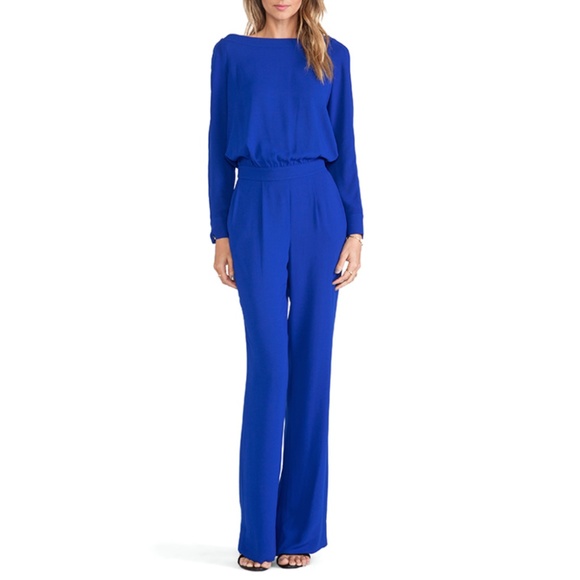 royal blue long sleeve jumpsuit